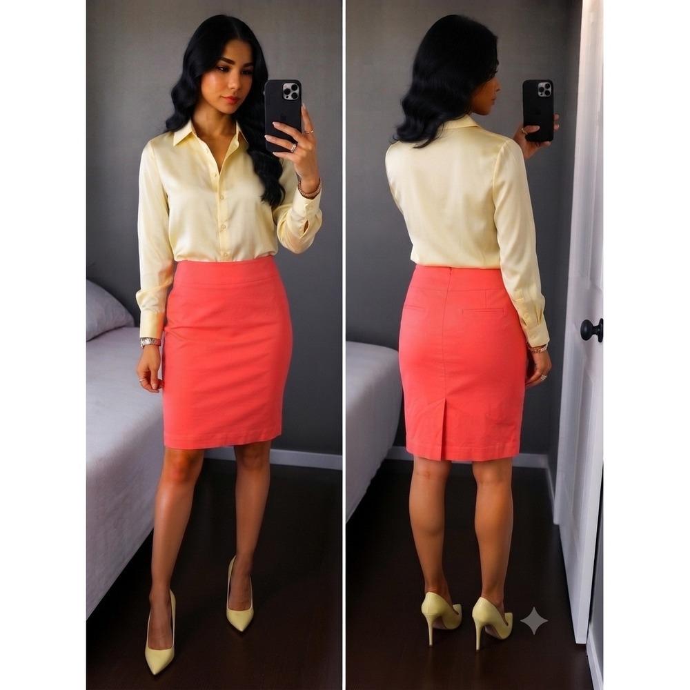 Worthington Women Coral Sz 10 Pencil Business Office Above the‎ Knee Skirt